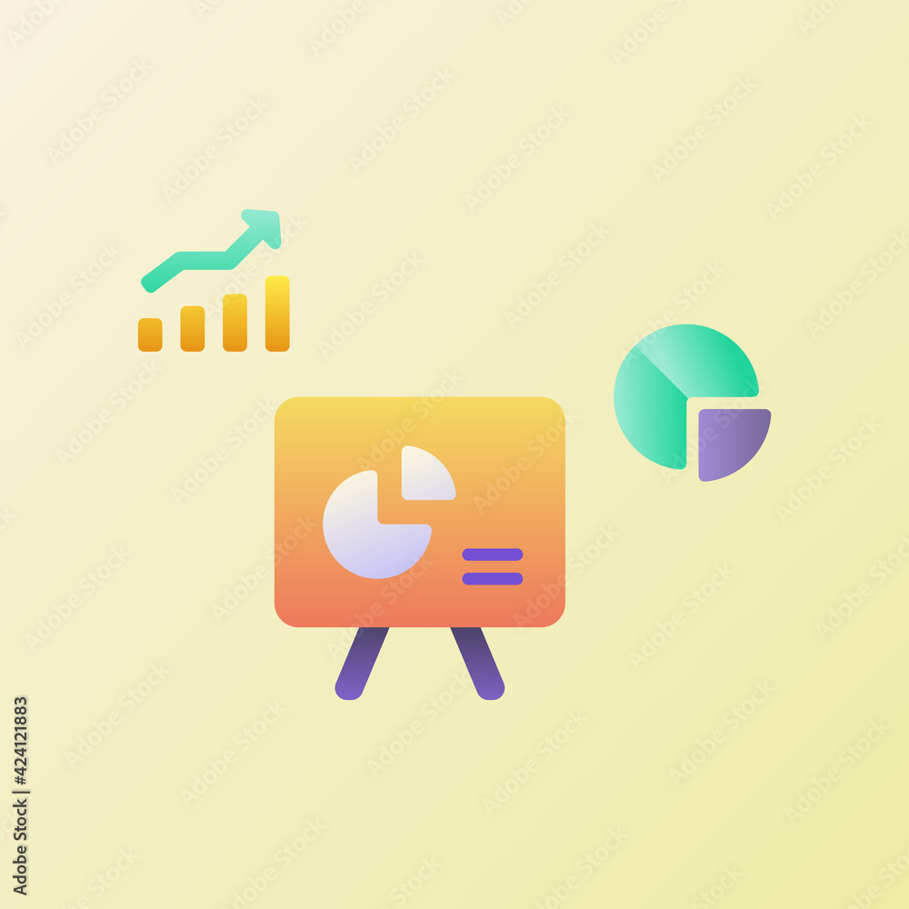 Aufkleber presentation icons set collection with smooth style coloring