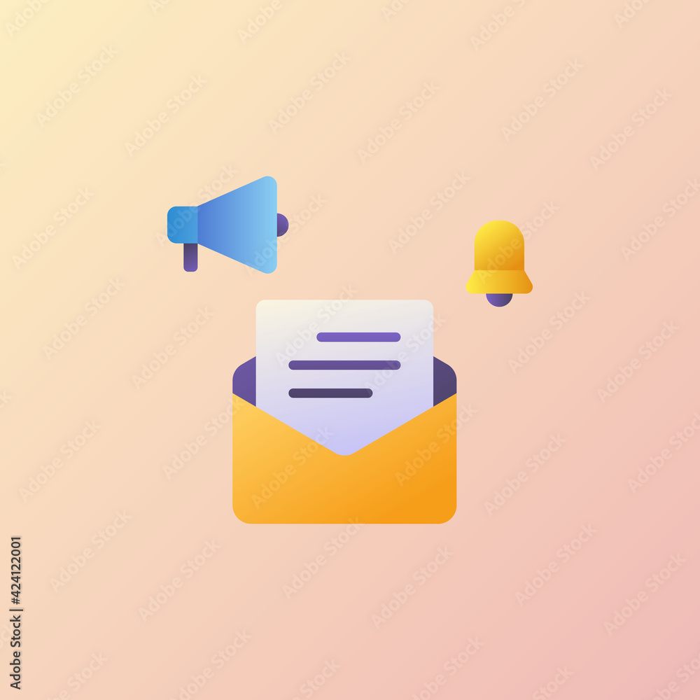 Poster newsletter icons collection with smooth style coloring