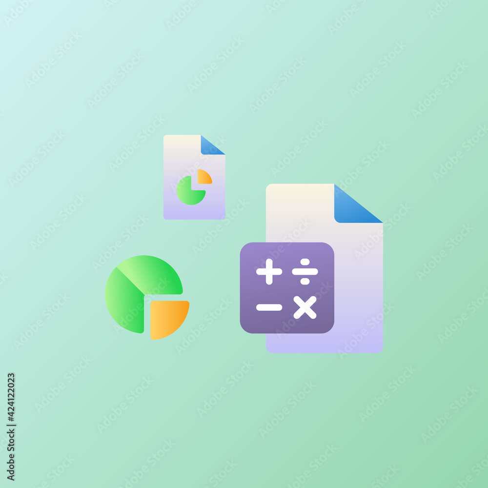 Poster calculate icons collection with smooth style coloring
