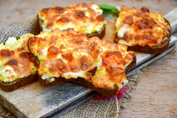 Yellow cheese and egg   bread  low carb  hot  sandwich