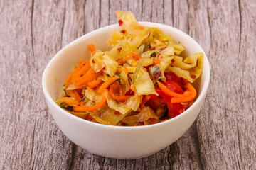 Spicy pickled cabbage with carrot