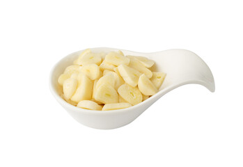 Fresh Garlic Parts Isolated on White Background