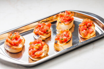 still life of tomato bruschetes
