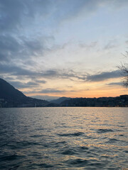 View from Mount Campione di Italia to San Salvatore, Lake Lugano. Switzerland