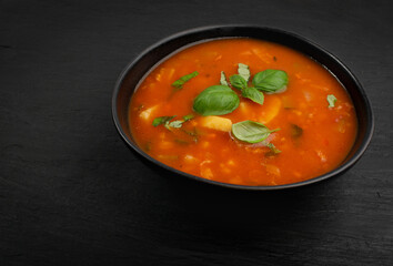 Red Tomato Soup with Barley, Potato, Carrot, Cabbage and Cereals