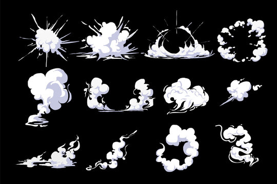 smoke cloud comic set - vector