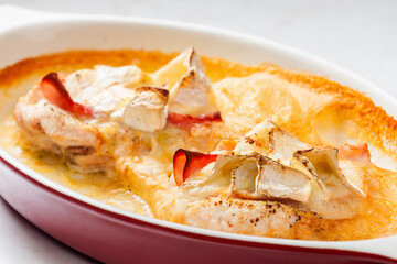 chicken breast baked with ham and cheese brie