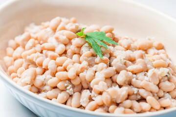 still life of white beans salad