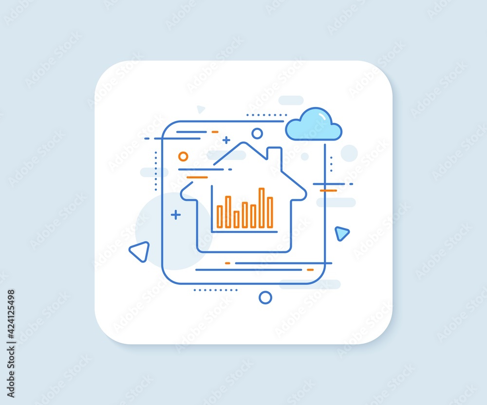 Poster column chart line icon. abstract vector button. financial graph sign. stock exchange symbol. busines