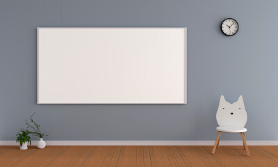 classroom for child and mockup whiteboard, 3d rendering