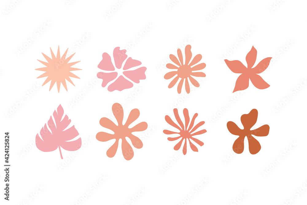 Poster vector logo design template in simple minimal style with hand-drawn leaves - abstract emblems for or