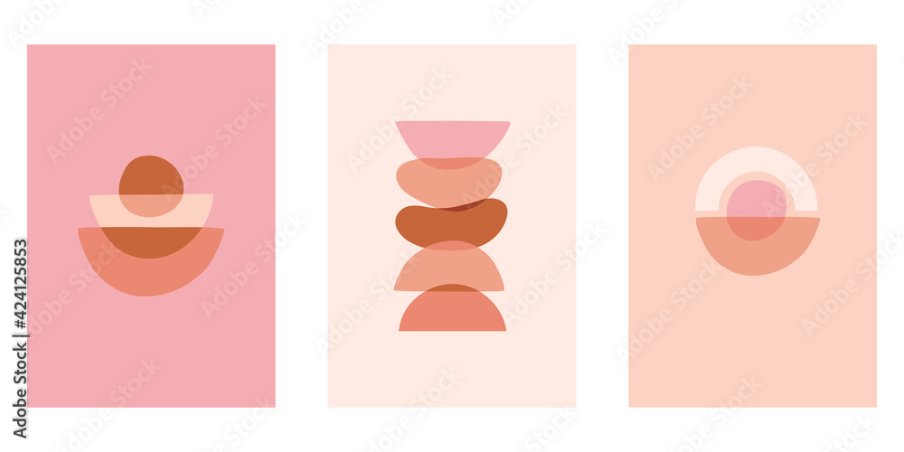 Poster Vector set of design elements and shapes for abstract backgrounds and modern art - boho prints and posters