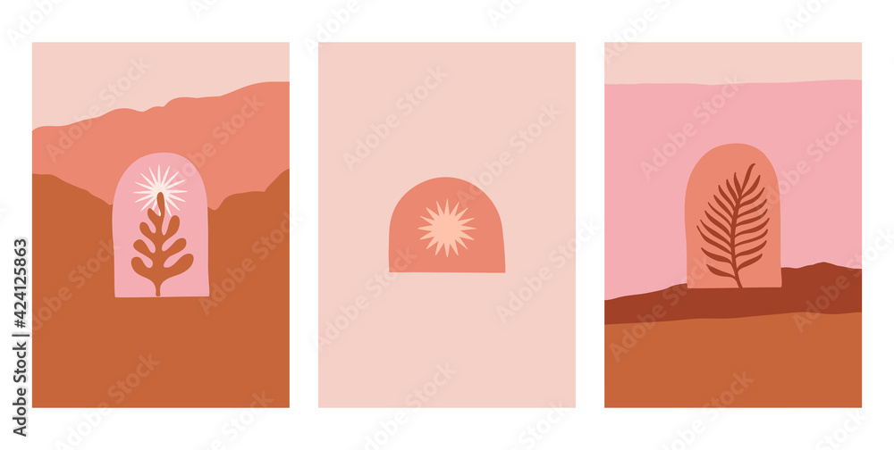 Poster Vector set of design elements and shapes for abstract backgrounds and modern art - boho prints and posters