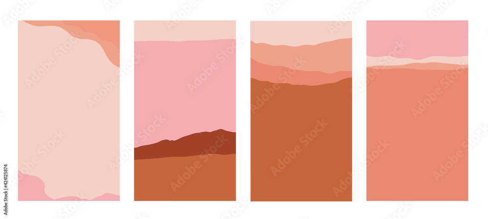 Poster Vector set of abstract creative backgrounds in minimal trendy style with copy space for text - design templates for social media stories - simple, stylish and minimal wallpaper designs