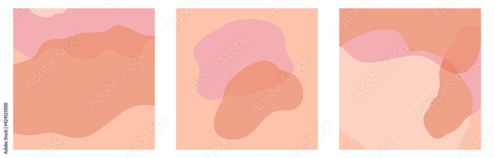 Fototapete Vector set of abstract creative backgrounds in minimal trendy style with copy space for text - design templates for social media posts and stories