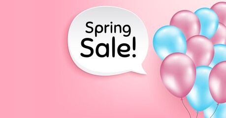 Spring Sale. Pink balloon vector background. Special offer price sign. Advertising Discounts symbol. Birthday balloon background. Spring sale speech bubble. Celebrate pink banner. Vector