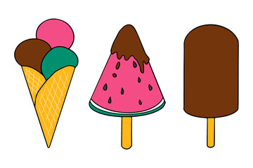 Set of colorful tasty isolated ice cream