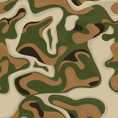 Camouflage seamless pattern modern. Military texture. Abstract camo from spots. Print on fabric for textile for hunting and fishing. Vector illustration