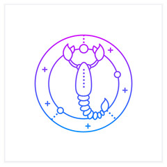 Scorpio gradient icon. Eight fire sign in zodiac. Scorpion birth symbol. Mystic horoscope sign. Astrological science.Isolated vector illustration.Suitable to banners, mobile apps and presentation