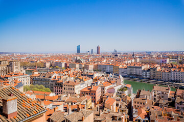 Fototapeta premium Vue de Lyon depuis Fourvière