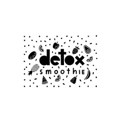 Vector detox smoothie poster in doodle flat style.