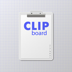 Vector white clipboard stationery template isolated design