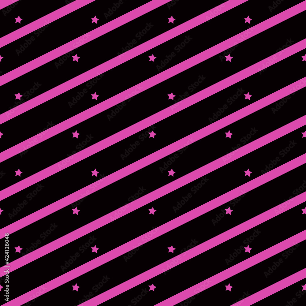Aufkleber pink diagonal lines and stars. vector diagonal lines and black background.