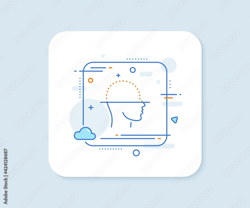 Poster face scanning line icon. abstract square vector button. facial scan sign. head recognition symbol. f