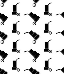 Obraz premium Hand Truck Icon Seamless Pattern, Hand Trolley Icon, Platform Trolley