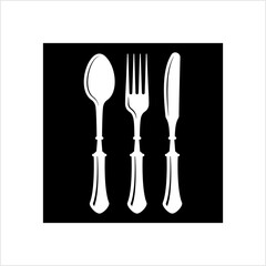 Cutlery Icon, Fork, Spoon And Knife