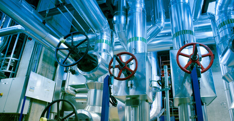 Industrial zone, Steel pipelines, valves and pumps