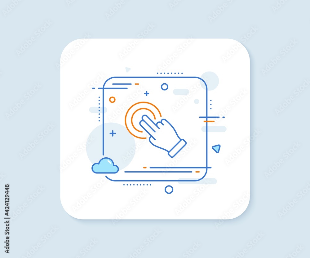 Poster touchscreen gesture line icon. abstract square vector button. click hand sign. push action symbol. t