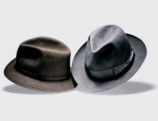 Elegant hats for man for all seasons. Studio shoot.