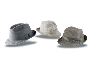 Elegant hats for man for all seasons. Studio shoot.