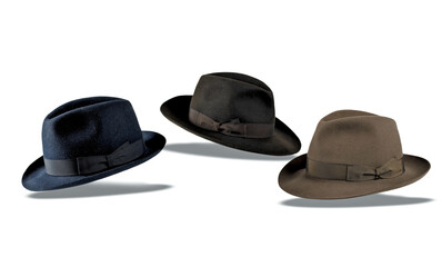 Elegant hats for man for all seasons. Studio shoot.