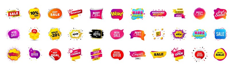 Best discount offer banners. Price deal sale stickers. Black friday special offer tags. Sale bubble coupon. Promotion discount banner templates design. Buy offer sticker. Super deal set. Vector
