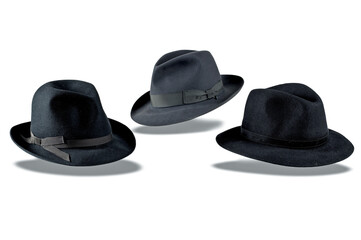 Elegant hats for man for all seasons. Studio shoot.