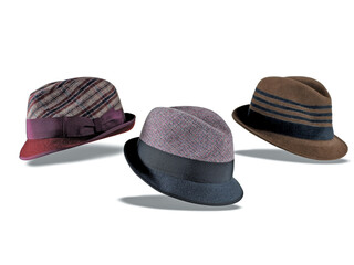 Elegant hats for man for all seasons. Studio shoot.