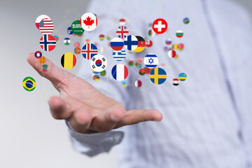 Global communication, international messaging and translation concept