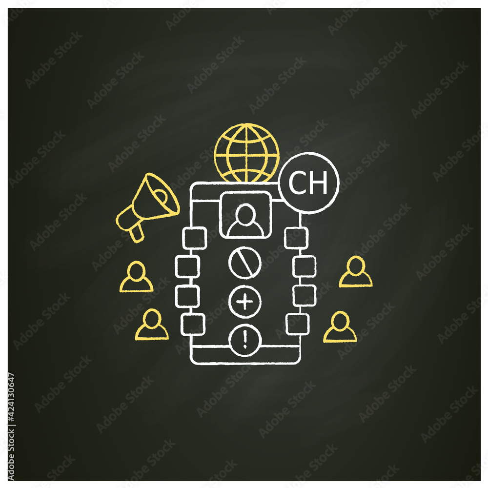 Poster chat moderator chalk icon. main person in application. administrator. communication concept. isolate