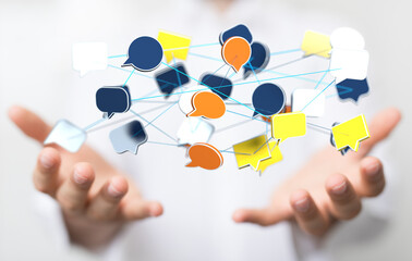 touching messaging and chatting icon. Chat concept