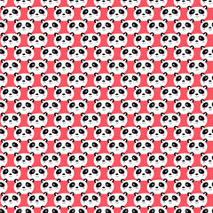 Seamless pattern with cute panda on pink background. Funny asian animals. Card, postcards for kids. Flat vector illustration for fabric, textile, wallpaper, poster, gift wrapping paper