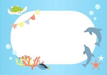 海の生き物のフレーム　横向き