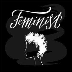 Vector illustration of feminist lettering for banner, poster, advertisement, greeting card, signage, clothing, product design. Handwritten isolated text for being used in the internet or print
