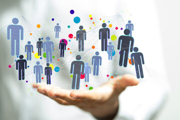 Business people silhouettes network team