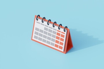Fototapeta na wymiar monthly calendar single isolated object. 3d render illustration with isometric