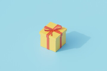 gift box single isolated object. 3d render illustration with isometric