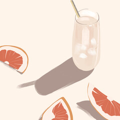 Cold Grapefruit Beverage Illustration