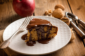 apple pie with nuts and chocolate