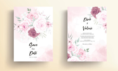 Beautiful wedding card with beautiful soft flowers